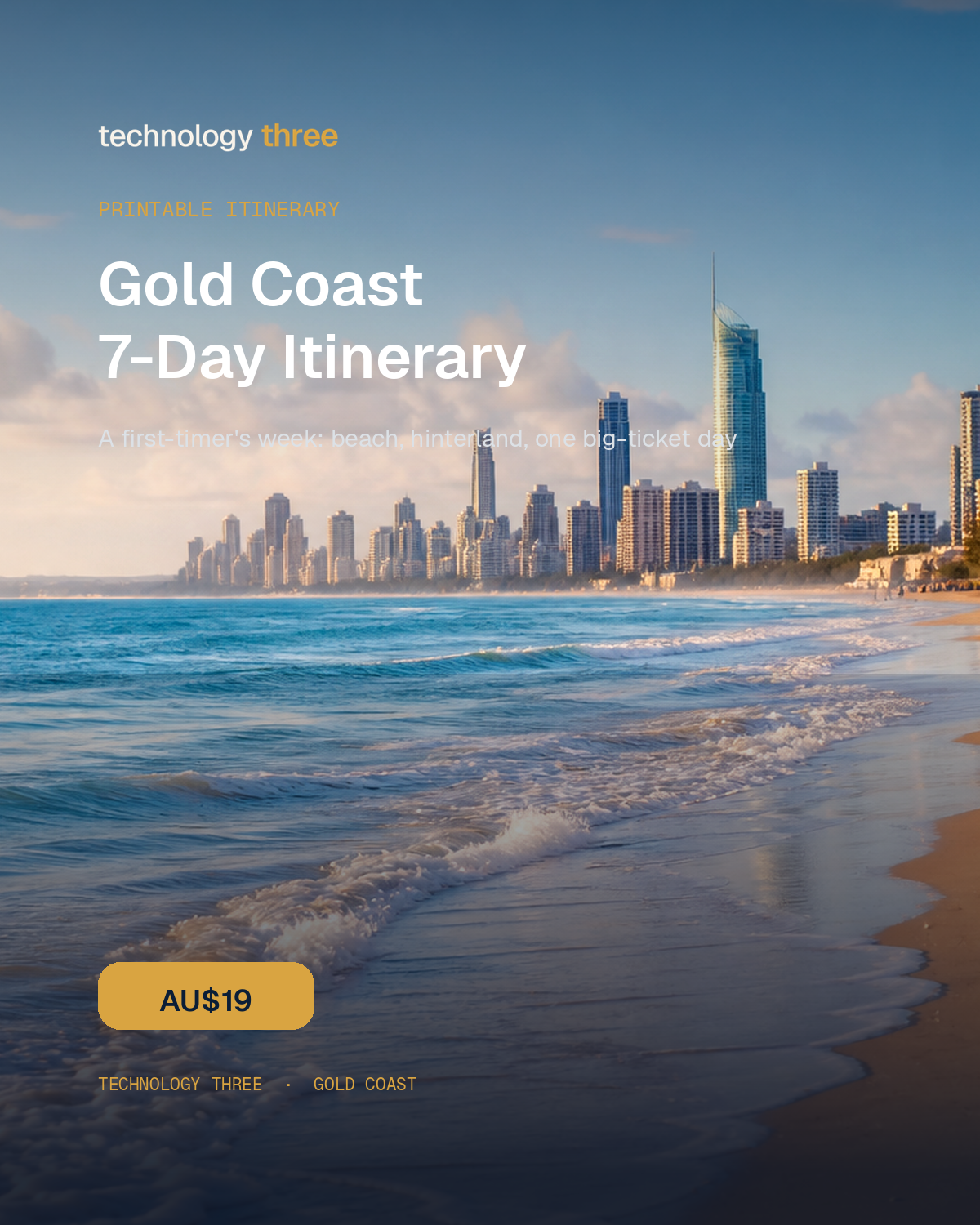 Gold Coast 7-Day Itinerary printable cover